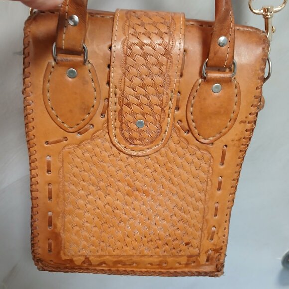 Vintage Tooled Leather Satchel - Picture 9 of 13